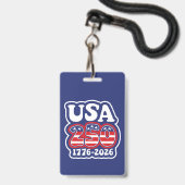 America's 250th Birthday - Groovy USA 250 バッジ (Front with Lanyard)