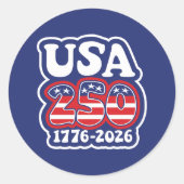 America's 250th Birthday - Groovy USA 250 ラウンドシール (正面)
