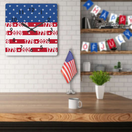 America's 250th Stars And Stripes1776-2026 スクエア壁時計