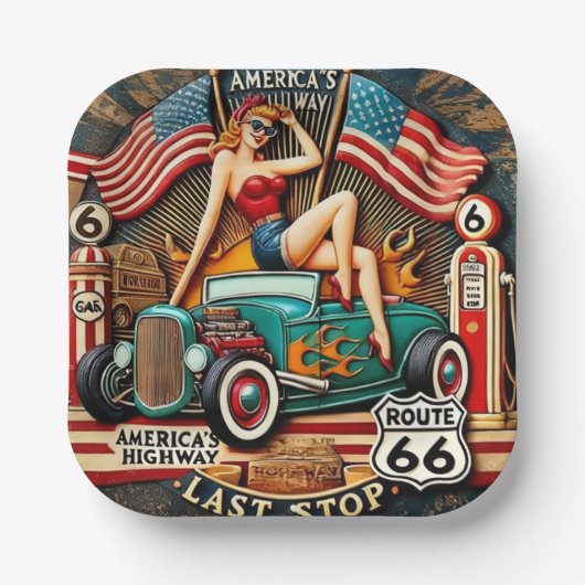 America's Route 66 ペーパープレート (正面)