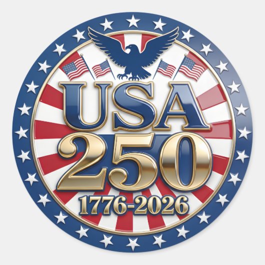 America's Semiquincentennial 1776-2026 USA 250 ラウンドシール (正面)