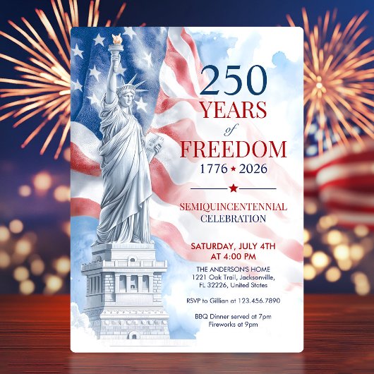 America's Semiquincentennial 250 Years Freedom 招待状