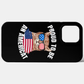 Americat 誇りを持った Cat USA国旗Happy Foth 4 Case-Mate iPhoneケース (裏面 (横))