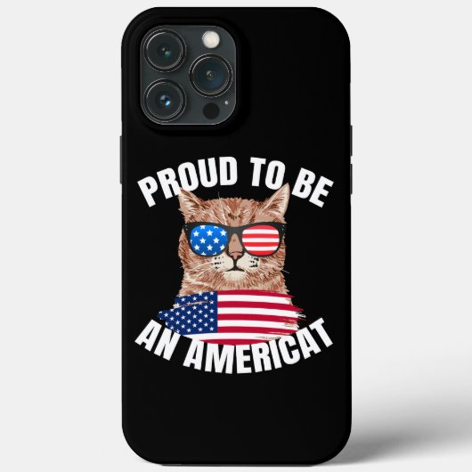 Americat 誇りを持った Cat USA国旗Happy Foth 4 Case-Mate iPhoneケース (裏面)
