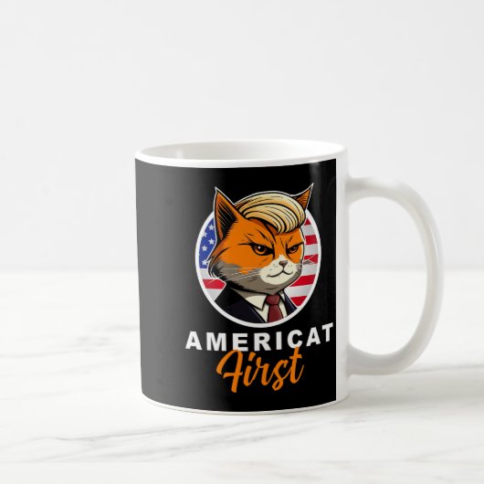 Americat First Funny Patriot America Cats Presiden コーヒーマグカップ (右)