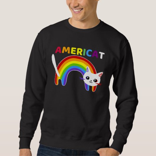 Americat LGBT Meowica Happyy Fourth of Julyy スウェットシャツ (正面)