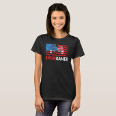 Amerigamer Distressed American Flag Gamer July 4th Tシャツ (正面フル)