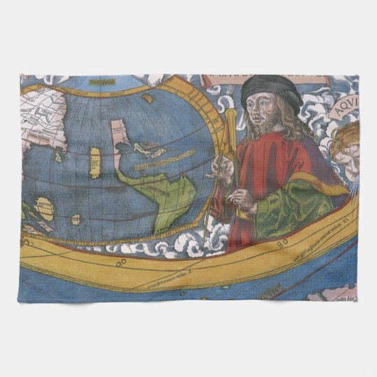 Amerigo Vespucci Explorerアメリカの地図 キッチンタオル (横)