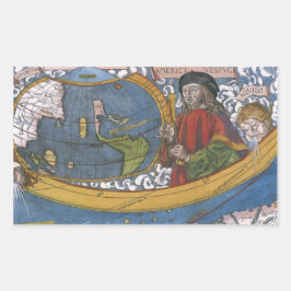 Amerigo Vespucci Explorerアメリカの地図 長方形シール