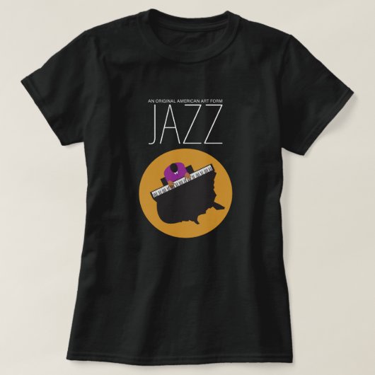 AmeriJazzガールズブラックティー Tシャツ (デザイン正面)