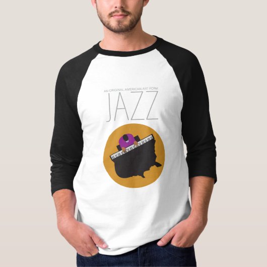 AmeriJazz Men's Basic 3/4スリーブラグランTシャツ Tシャツ (正面)