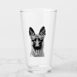 Amerikanisches Pint mit Deutschem Schäferhund  タンブラーグラス