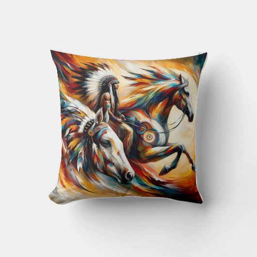  amerindian oil paint colorful クッション (正面)