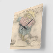 Amerique DU Nord. スクエア壁時計 (傾斜)