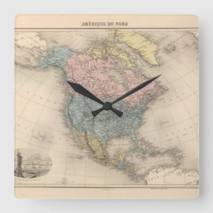 Amerique DU Nord. スクエア壁時計