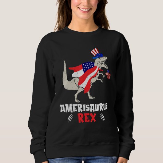 Amerisaurus Rex American Flag 4th of July T Rex Di スウェットシャツ (正面)