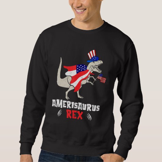 Amerisaurus Rex American Flag 4th of July T Rex Di スウェットシャツ (正面)