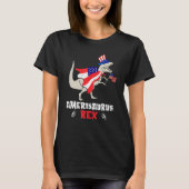 Amerisaurus Rex American Flag 4th of July T Rex Di Tシャツ (正面)