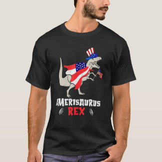 Amerisaurus Rex American Flag 4th of July T Rex Di Tシャツ