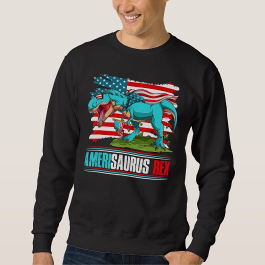 Amerisaurus Rex Independence Day USA Party US Patr スウェットシャツ (正面)
