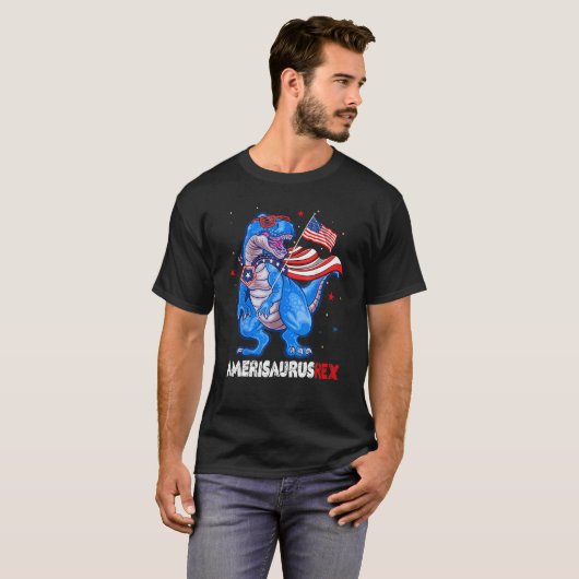 Amerisaurus T Rex USA Flag Kids Funny 4th Of July  Tシャツ (正面フル)