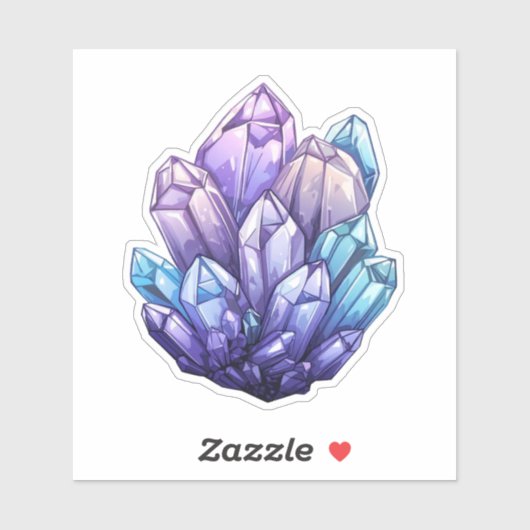 Amethyst and Aqua Crystal Cluster Art Sticker シール (シート)