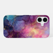 Amethyst Aurora – Luminous Purple & Gold Marble iPhone 16ケース (裏面横)