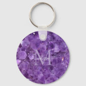 Amethyst Birthstone Monogram Personalized Name キーホルダー (裏面)