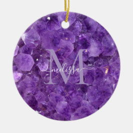 Amethyst Birthstone Monogram Personalized Name セラミックオーナメント