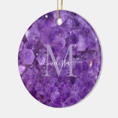 Amethyst Birthstone Monogram Personalized Name セラミックオーナメント (左)