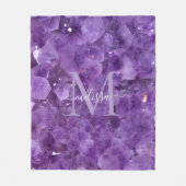 Amethyst Birthstone Monogram Personalized Name フリースブランケット (正面)