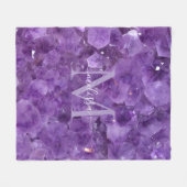 Amethyst Birthstone Monogram Personalized Name フリースブランケット (正面(横))