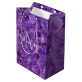 Amethyst Birthstone Monogram Personalized Name ミディアムペーパーバッグ (裏面アングル)