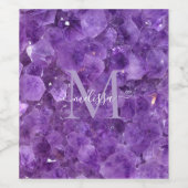 Amethyst Birthstone Monogram Personalized Name ワインラベル (シングルラベル)