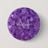 Amethyst Birthstone Monogram Personalized Name 缶バッジ (正面)