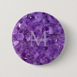 Amethyst Birthstone Monogram Personalized Name 缶バッジ