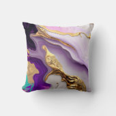 Amethyst & Blush Marble with Liquid Gold クッション (正面)