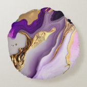 Amethyst & Blush Marble with Liquid Gold ラウンドクッション (裏面)
