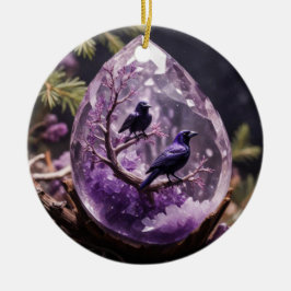 Amethyst Crystal - Crows Ravens Christmas Ornament セラミックオーナメント