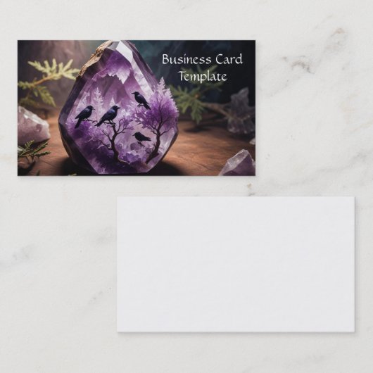Amethyst Crystal Energy Ravens Business Card 名刺 (正面/裏面)