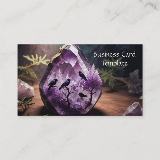 Amethyst Crystal Energy Ravens Business Card 名刺 (正面)
