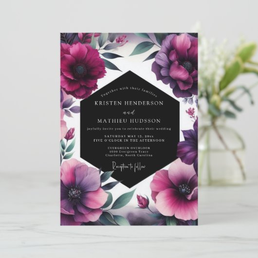 Amethyst Dramatic Bloom Wedding 招待状 (スタンド正面)