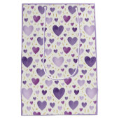 Amethyst Dreams: Watercolor Heart & Gold Sparkle ミディアムペーパーバッグ (裏面)