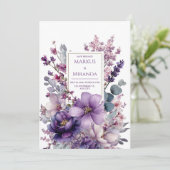 Amethyst Garden Purple and Pink Floral Wedding 招待状 (スタンド正面)
