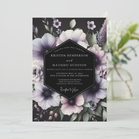 Amethyst Gothic Anemone Wedding 招待状 (スタンド正面)