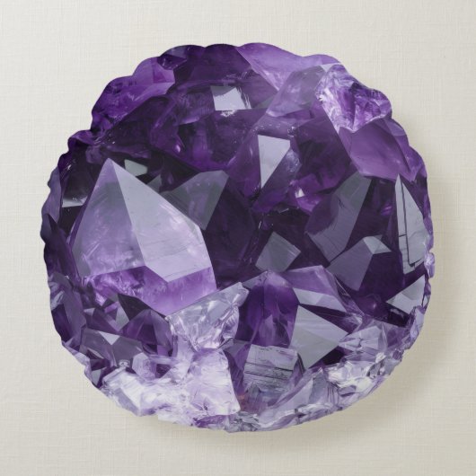 Amethyst Healing Crystal Cluster ラウンドクッション (正面)