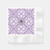 Amethyst Lily Damask Wedding Paper Napkin 縁ありカクテルナプキン (正面)