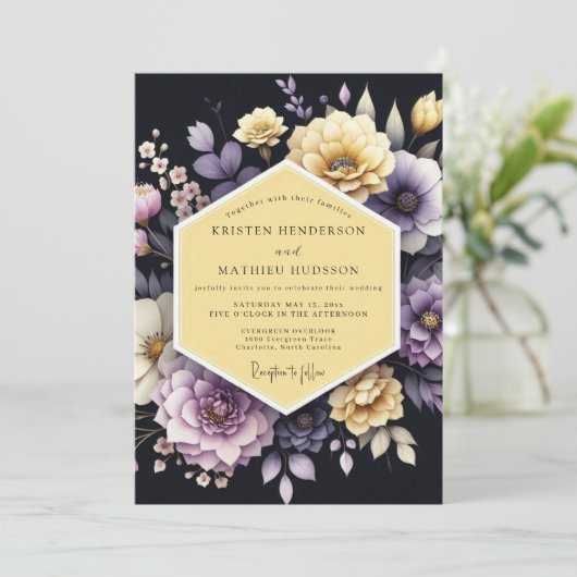 Amethyst Marigold Bloom Wedding 招待状 (スタンド正面)