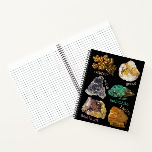 Amethyst Mica Copper Barite Malachite Geode Rocks  ノートブック (内部)