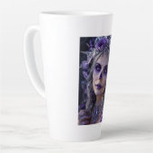Amethyst Moon Calavera – Purple Day of the Dead カフェラテマグ (左アングル)